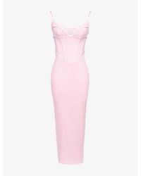 House Of Cb - Romy Mesh Bodycon Stretch-Woven Maxi Dress - Lyst