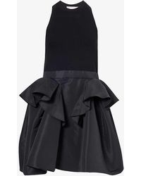 Alexander McQueen - Voluminous-skirt Peplum-panel Cotton-blend Mini Dress - Lyst
