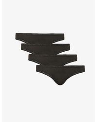 Stripe & Stare - Low-Rise Pack Of Four Stretch-Modal Thongs - Lyst