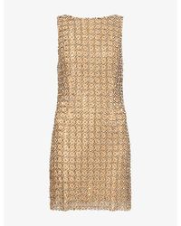 La Fuori - Gilded Crystal Bead-Embellished Mini Dress - Lyst