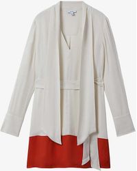 Reiss - Marta Tie-neck Colour-block Woven Mini Dress - Lyst
