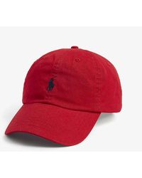 Polo Ralph Lauren - Red Blue Pony Logo-embroidered Cotton Cap 1size - Lyst