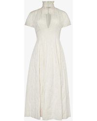 Philosophy Di Lorenzo Serafini - Jacquard-pattern Short-sleeved Cotton-blend Midi Dress - Lyst