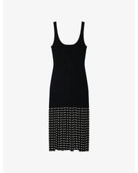 Sandro - Sleeveless Fringed Knitted Maxi Dress - Lyst