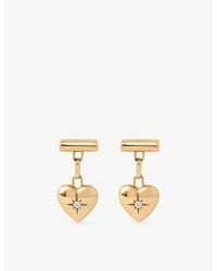 Astley Clarke - Biography Heart Stud 18Ct- Plated Sterling- And Sapphire Drop Earrings - Lyst