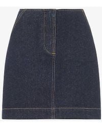 Whistles - Contrast-stitch High-rise Denim Mini Skirt - Lyst