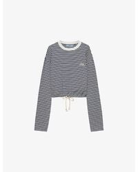 Prada Long-Sleeved Striped Jersey T-Shirt in Blue | Lyst