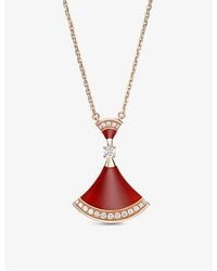 BVLGARI - Diva's Dream 18Ct, 0.28Ct Round-Cut Pavé Diamonds And Carnelian Necklace - Lyst