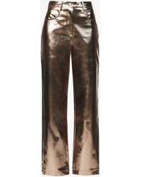 Amy Lynn - Lupe Metallic High-rise Straight-leg Faux-leather Trousers - Lyst