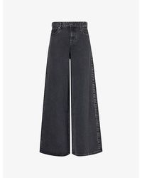 7 For All Mankind - Marie Studs Wide-Leg Denim Jeans - Lyst