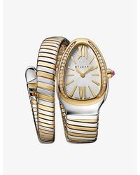 BVLGARI - Serpenti Tubogas 18Ct- Stainless Steel And Brilliant-Cut Diamond Quartz Watch - Lyst