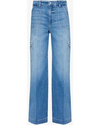 PAIGE - Harper 30' Wide-leg High-rise Stretch-denim Cargo Jeans - Lyst