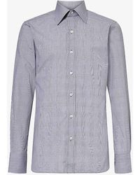 Tom Ford - Prince Of Wales Check-patterned Slim-fit Cotton-poplin Shirt - Lyst