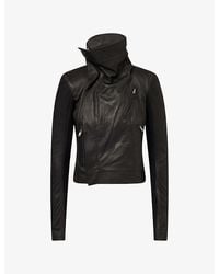 Rick Owens - High-Neck Biker Leather Jacket - Lyst
