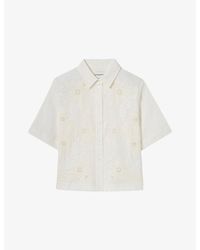 Claudie Pierlot - Embroidered Short-Sleeved Cotton-Blend Shirt - Lyst