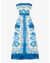 Sandro - Graphic-print Strapless Woven Maxi Dress - Lyst
