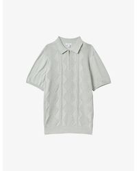 Reiss - Tropic Diamond-weave Knitted Polo Shirt - Lyst
