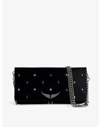 Zadig & Voltaire - Rock Lucky Charm-embellished Suede Clutch Bag - Lyst