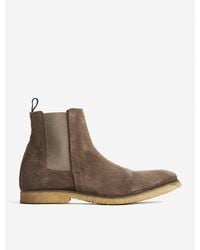 AllSaints Mens Taupe Rhett Pull-tab Suede Chelsea Boots 10 - Brown