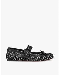 Christian Louboutin - Mamastrapitina Crystal-Embellished Mesh And Leather Ballet Flats - Lyst