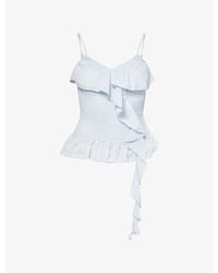 Amy Lynn - Stefania Ruffle Shirred Chiffon Top - Lyst