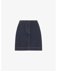 Whistles - Contrast-stitch High-rise Denim Mini Skirt - Lyst