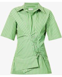 Dries Van Noten - Cinched-waist Striped Cotton-poplin Shirt - Lyst