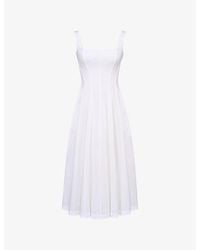 House Of Cb - Mariabella Straight-Neck Sleeveless Stretch-Cotton Midi Dress Xs (A-C Cup) - Lyst