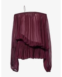 Nensi Dojaka - Ruched Off-Shoulder Silk Mini Dress - Lyst