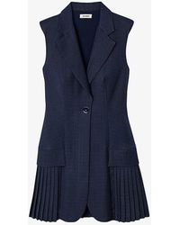 Sandro - V-neck Sleeveless Pleated Stretch-woven Playsuit - Lyst