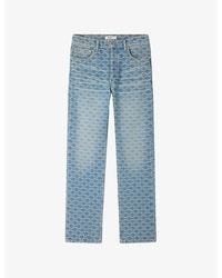 Sandro - Square-Pattern Straight-Leg Denim Jeans - Lyst