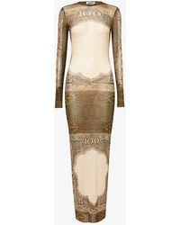 Jean Paul Gaultier - Cartouche Abstract-pattern Sheer Mesh Maxi Dress - Lyst