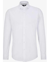 BOSS - Slim-fit Spread-collar Stretch-cotton Blend Shirt - Lyst