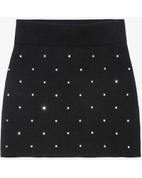 Zadig & Voltaire - Mitty Diamanté-embellished Stretch-wool Mini Skirt - Lyst