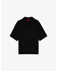 HUGO - Logo-Embroidered Oversized-Fit Woven Shirt - Lyst