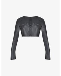 House Of Cb - Lone Zip-embellished Cropped Faux-leather Top - Lyst