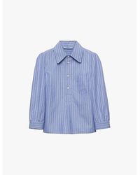 Prada - Stripe-Print Short-Sleeve Cotton-Poplin Shirt - Lyst