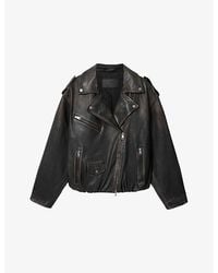 AllSaints - Samina Regular-Fit Leather Biker Jacket - Lyst
