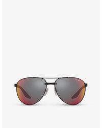 Prada Linea Rossa - Ps 51ys Linea Rossa Pilot-frame Metal Sunglasses - Lyst