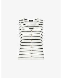 Whistles - Stripe-Print Button-Front Stretch-Cotton Tank Top - Lyst