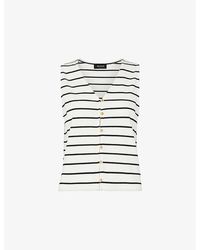 Whistles - Stripe-Print Button-Front Stretch-Cotton Tank Top - Lyst