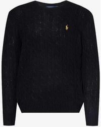 Polo Ralph Lauren - Brand-embroidered Cable-knit Wool And Cashmere-blend Jumper - Lyst