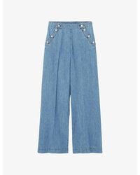 Claudie Pierlot - Button-Up Wide-Leg Denim Jeans - Lyst