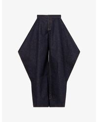 Alaïa - Ruffle-Hem Contrast-Stitch Denim Jeans - Lyst