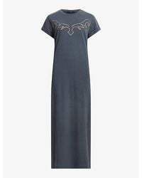 AllSaints - Randal Anna Western-embroidered Relaxed-fit Organic-cotton Maxi Dress - Lyst