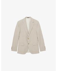 Reiss - Cheltenham Single-Breasted Check Linen-Cotton Blazer - Lyst