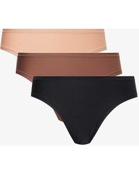 Lounge Underwear - High-rise Pack Of Three Stretch-recycled Polyamide Thong - Lyst