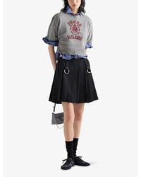 Prada ミニスカート Checked wool miniskirt 関税込 Prada Checked Wool Mini Skirt | Brown | FARFETCH