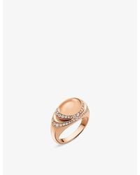 BVLGARI - Cabochon 18Ct Rose- And 0.59Ct Demi Pavé-Diamond Ring - Lyst