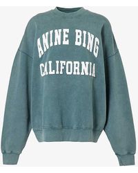 Anine Bing - Miles Branded-print Organic Cotton-jersey Sweatshirt - Lyst